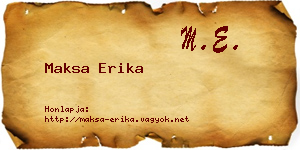 Maksa Erika névjegykártya